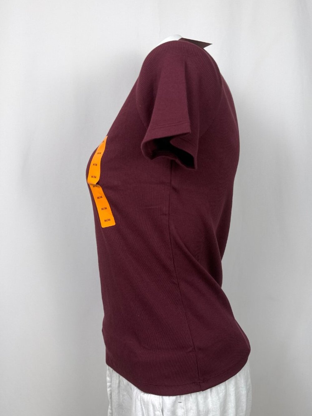 🔥4 for $20🔥 George Womens Ribbed Short Sleeve T-Shirt Burgundy M L XL XXL - Picture 3 of 5
